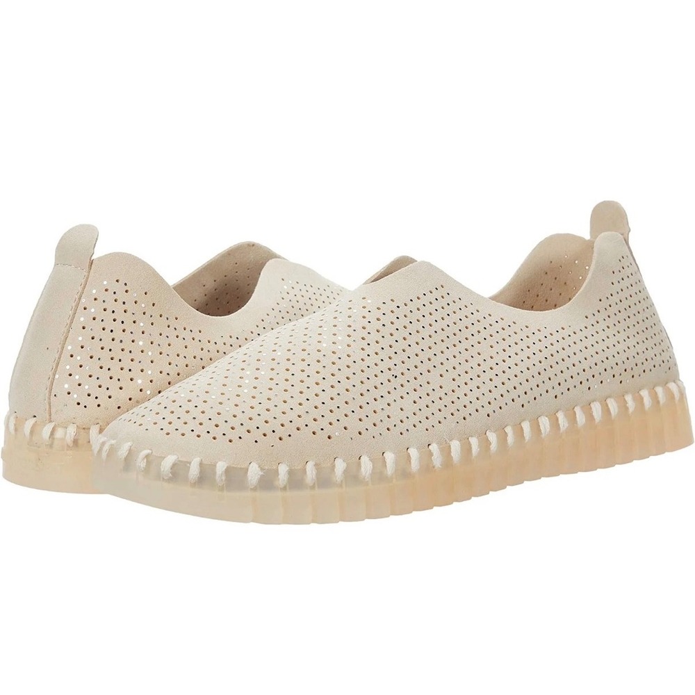 Ilse Jacobsen Tulip 139 Cream Metallic Perforated Slip On Shoe Size 38 NWOB